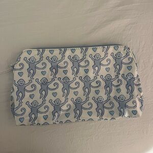 Roller Rabbit White and Blue Print Pouch